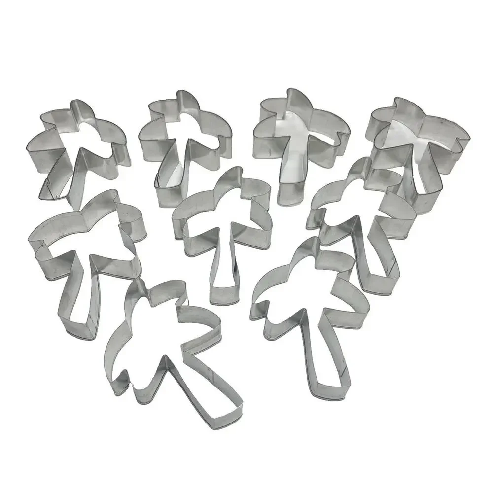 Lot of 9 Vintage Tin Palm Tree Cookie Cutters 4.5 in x 3 in Tropical Beach